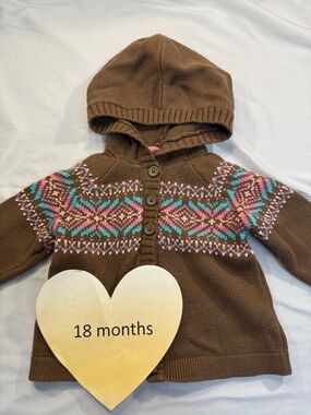 OshKosh B'gosh - hooded knit cardigan sweater. Size 18 months